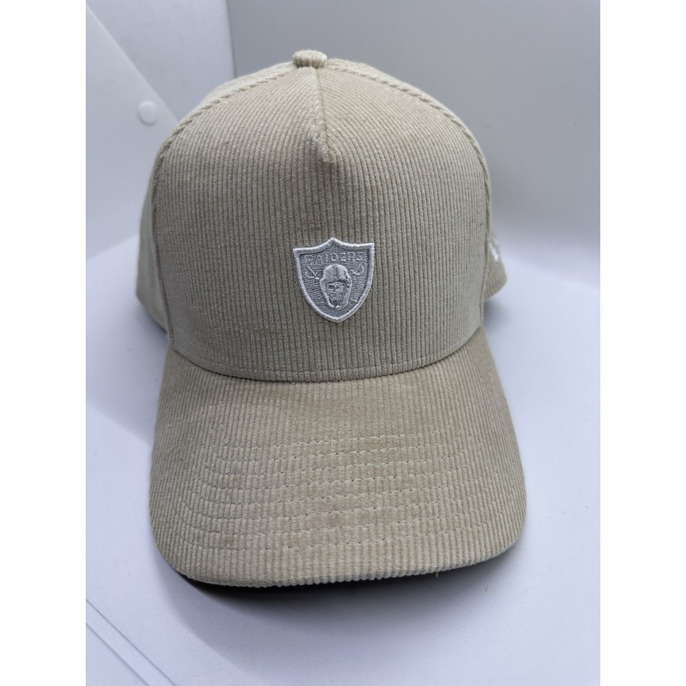 New Era 9FORTY A-Frame Raiders Corduroy Hat Beige Tan Adjustable NFL Team